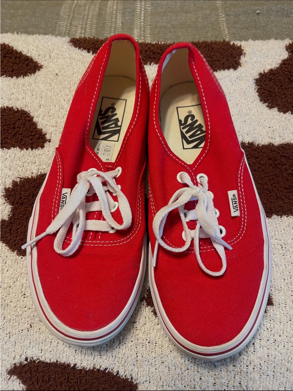Vans Red Canvas Low-Top Sneakers with White Laces